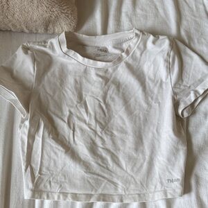 TNA Aritzia White Cropped Short Sleeve Tee